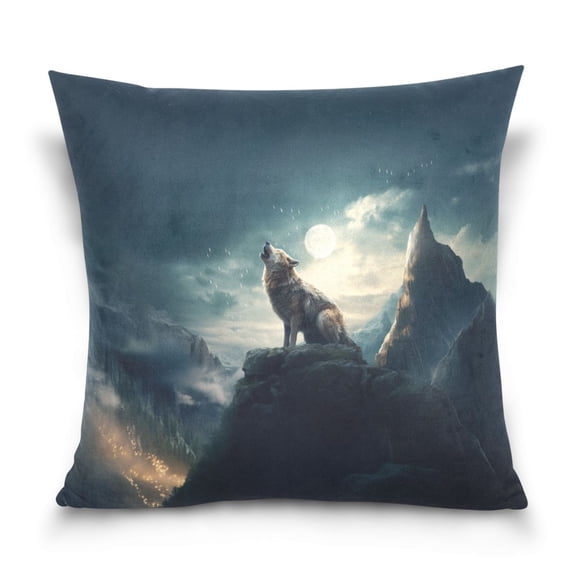 Wolf on Mountain Howl Throw Pillow Covers Couch Pillowcases Decor for Bed Sofa 20" x 20"
