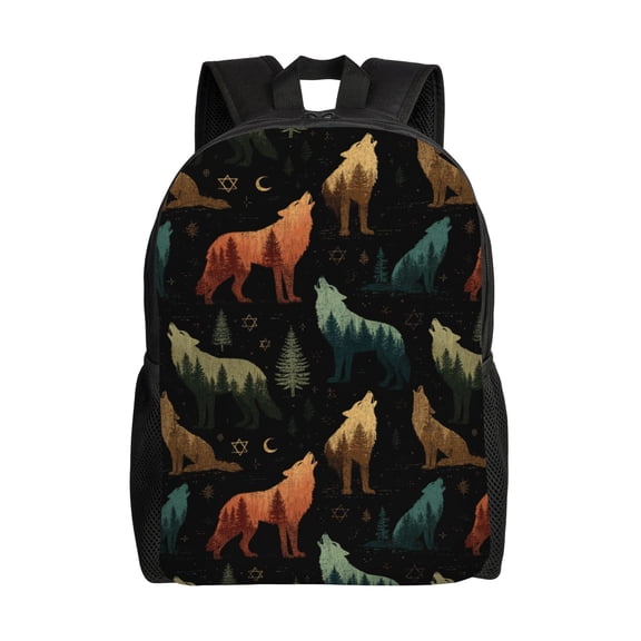 Wolf pack howling Backpack with 15 Inch Laptop Compartment,Water-Resistant Daypack, Large Capacity Backpack with Adjustable Breathable Shoulder Straps for Daily Use Travel Gym