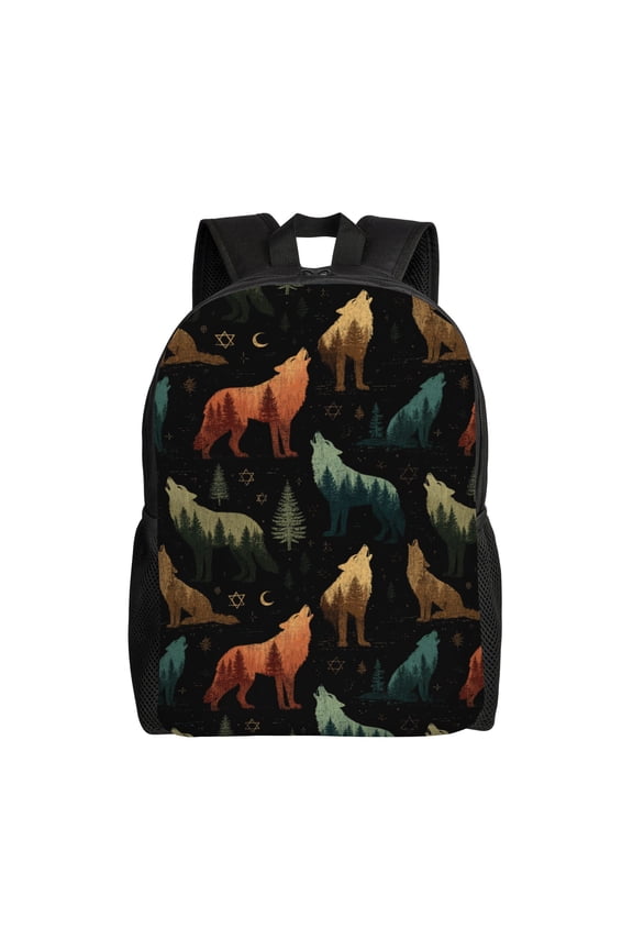 Wolf pack howling Backpack with 15 Inch Laptop Compartment,Water-Resistant Daypack, Large Capacity Backpack with Adjustable Breathable Shoulder Straps for Daily Use Travel Gym