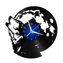 Wolf roar Vinyl Record Wall Clock for Kitchen Wall Decor Wall Art Gift for Lover Gift Idea for a Best Friend(B)