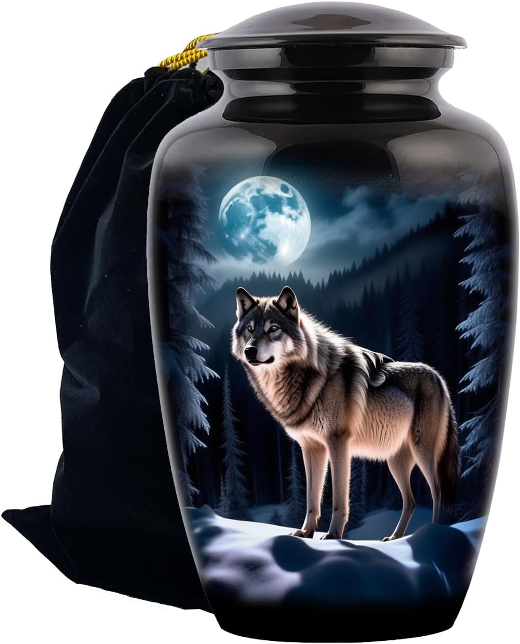 Wolf urn, Wolf Night urn  Forever Adult Cremation Urns for Ashes- Adult Classic Wolves Pictured Cremation Urn for Human Ashes,