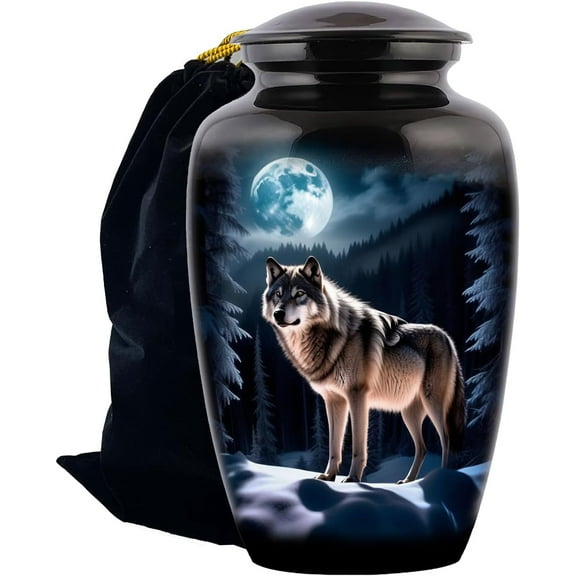 Wolf urn, Wolf Night urn Forever Adult Cremation Urns for Ashes- Adult Classic Wolves Pictured Cremation Urn for Human Ashes,