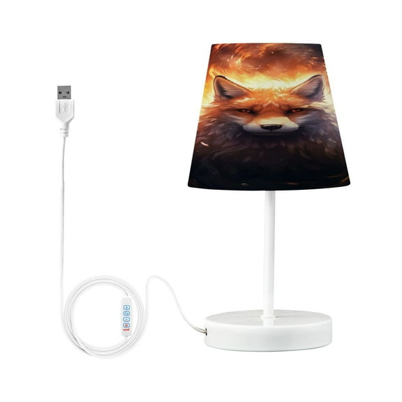 Wolf with Fire Desk Lamp LED Table Nightstand Lamps with 3 Color Temperatures for Home Bedroom Living Room Decor 8x12