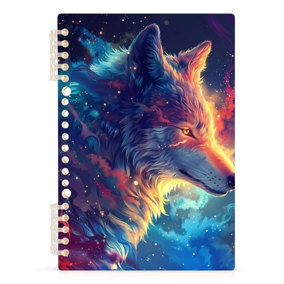 Wolf with Galaxy Spiral Journal Notebook College Ruled Notebook 8.3" x 5.7" A5 Lined Thick Paper Page