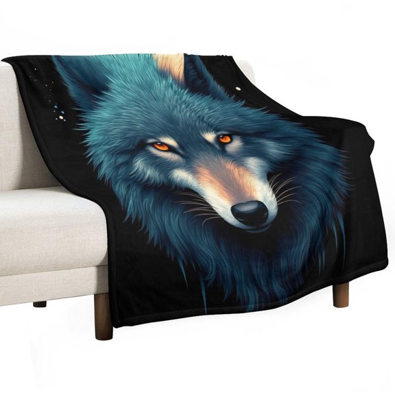 Wolf with Glowing Eyes Blanket Soft Cozy Flannel Blanket for man women