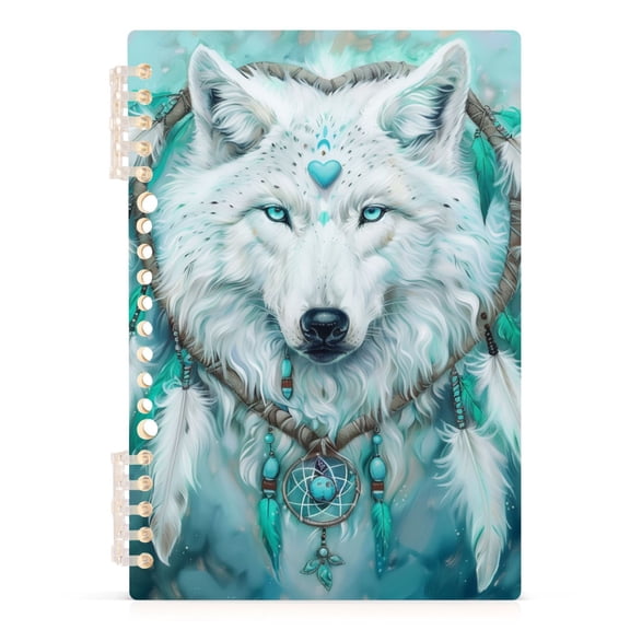 Wolf with Heart Ring Notebooks 1-subject Journal 60 Sheets A5 College Ruled Paper Detachable Ring 8.3"x5.7"