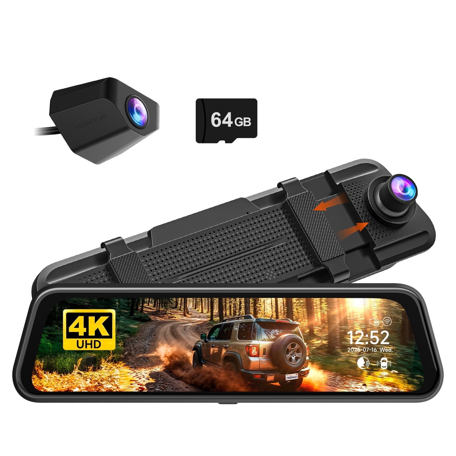 WOLFBOX Dual Dash Cam, Front and Rear 1080P Dashboard Recorder