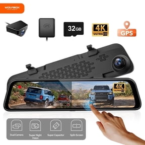 WolfBox Mirror Dash Cam, 12" 4K Rear View Mirror Dashcam with Full Touch Screen, Wifi & GPS, WDR, Super Night Vision, Free 32GB Card