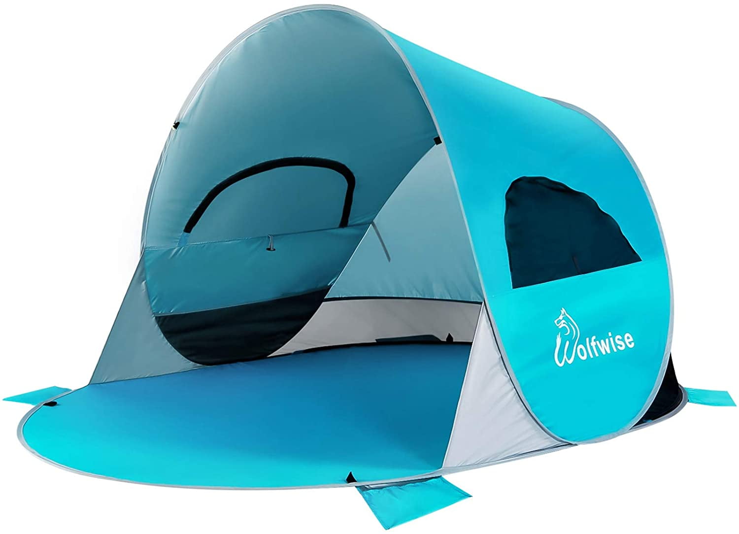 WolfWise UPF 50+ Easy Pop Up 2-3 Person Beach Tent Sport Umbrella Instant Sun Shelter Tent Sun Shade Canopy