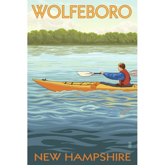 Wolfeboro, New Hampshire, Kayak Scene (12x18 Wall Art Poster, Room Decor)