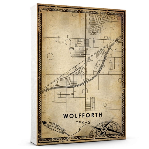 Wolfforth Vintage Map Prints Canvas, Texas Map Art Canvas, Canvas, Wolfforth Map City style vintage Canvas , Canvas Wall Art, Street Map Artwork Canvas