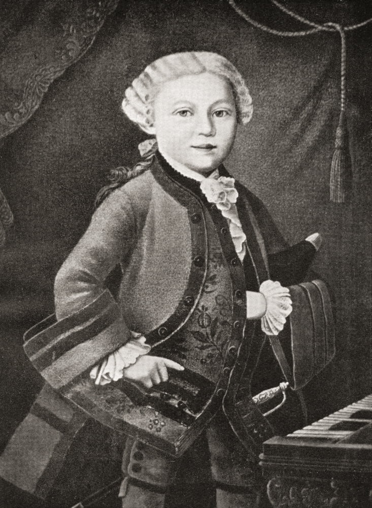 Wolfgang Amadeus Mozart 1756 - 1791 as a child Austrian composer and musician From Mozart published 1935 Canvas Art - Ken Welsh Design Pics (22 x 32)