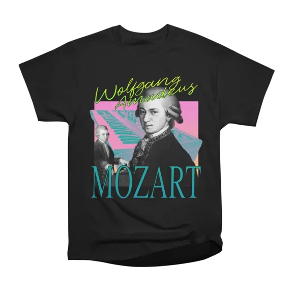 Wolfgang Amadeus Mozart Retro 80s Synth Wave Band Tee T-Shirt Tee Gift For Him Merch For H