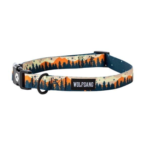 Wolfgang Heavy Duty, Adjustable Dog Collar with Quick Release Nylon Buckle for Walking & Training, Overland Print, Small