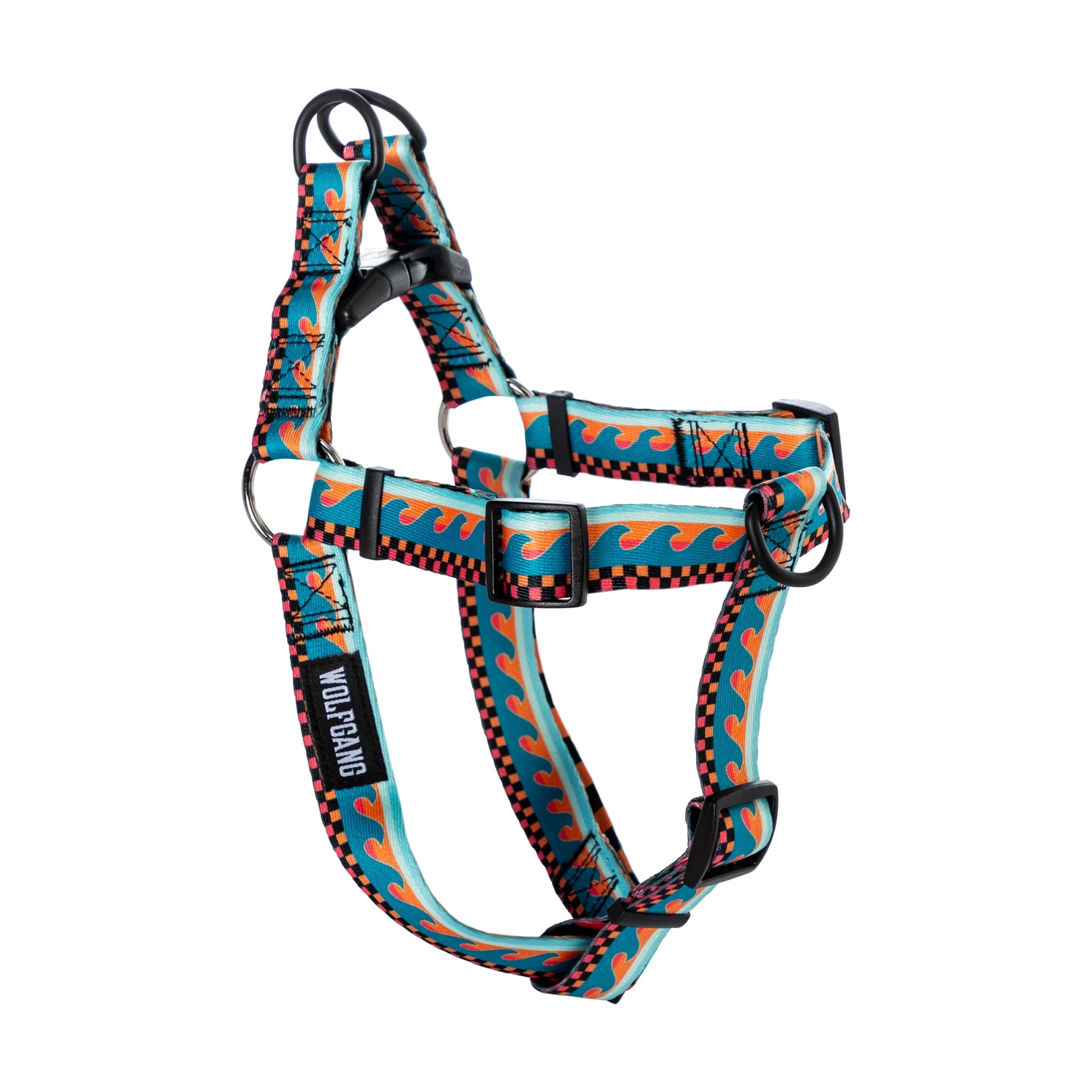 Wolfgang Heavy Duty Adjustable Dog Harness, Pull-Tested to Over 800 lbs for Walking & Training, BuenaOnda Print, Small