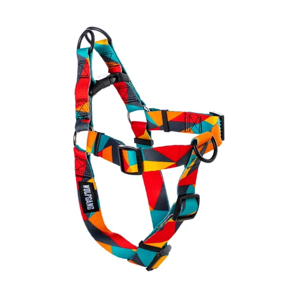 Wolfgang Heavy Duty Adjustable Dog Harness, Pull-Tested to Over 800 lbs for Walking & Training, ShatterShapes Print, Large