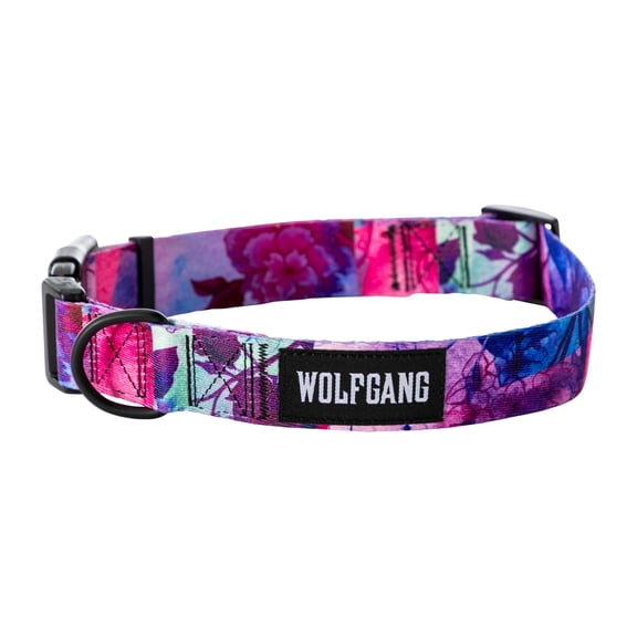 Wolfgang Heavy Duty, Adjustable Wide Venture Dog Collar With Quick Release Nylon Buckle for Walking & Training, DayDream Print, Medium