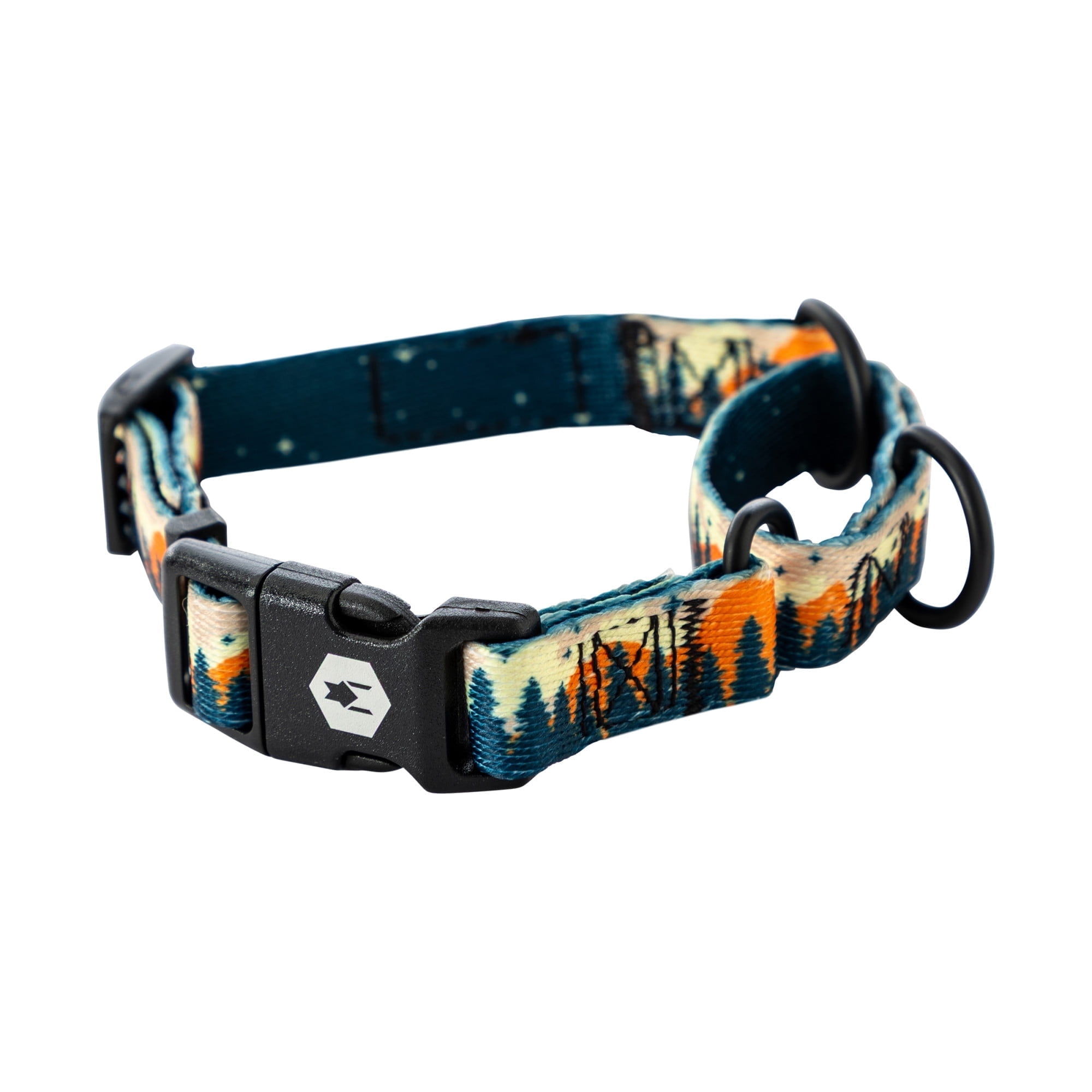 Wolfgang Heavy Duty Martingale Dog Collar with Quick Release Nylon Buckle for Walking & Training, Overland Print, Large