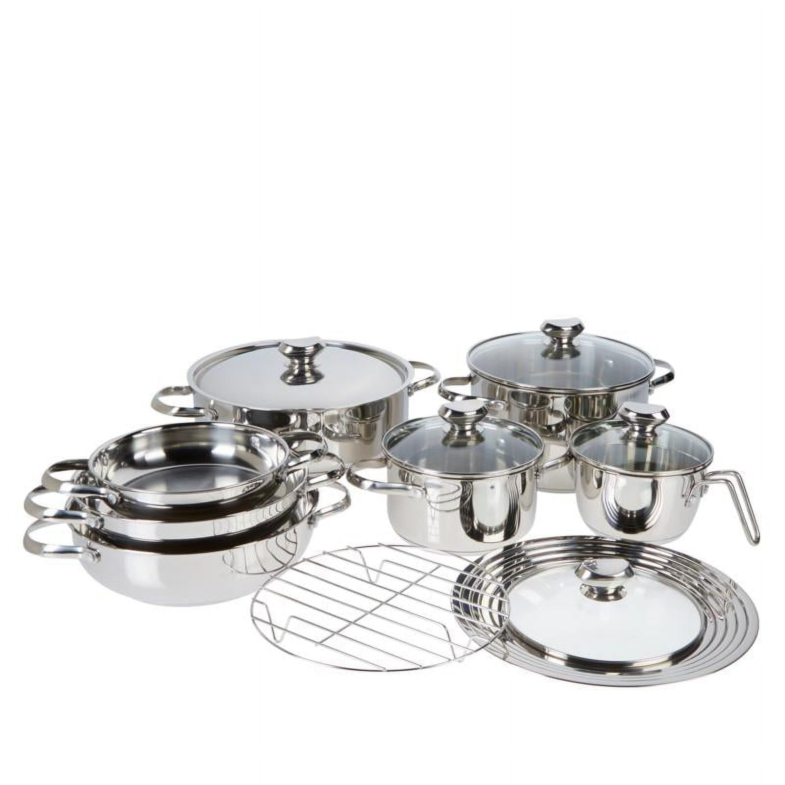 Wolfgang Puck 3-Piece Stainless Steel Skillet Set, Scratch-Resistant Non-Stick Coating