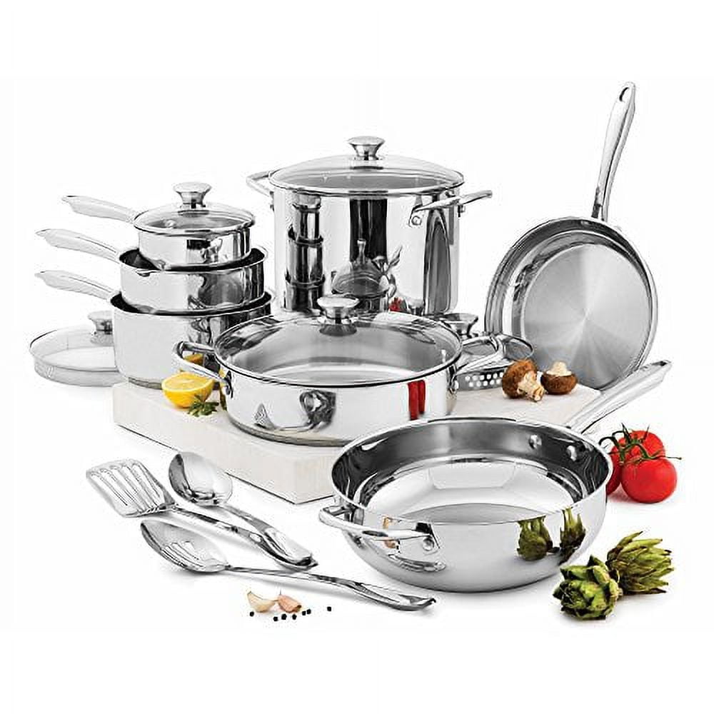 Wolfgang Puck Cookware Set - 18 pcs. - Sam's Club  Cookware set stainless  steel, Wolfgang puck cookware, Cookware set