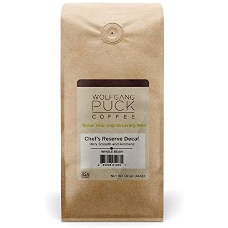 Wolfgang Puck Coffee, Chefs Reserve Decaf, Whole Bean Coffee, 1-Pound