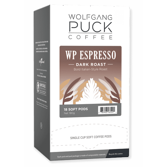 Wolfgang Puck Soft Coffee Pods, Espresso, 9.5 Gram, 18-Count (Pack of 3)