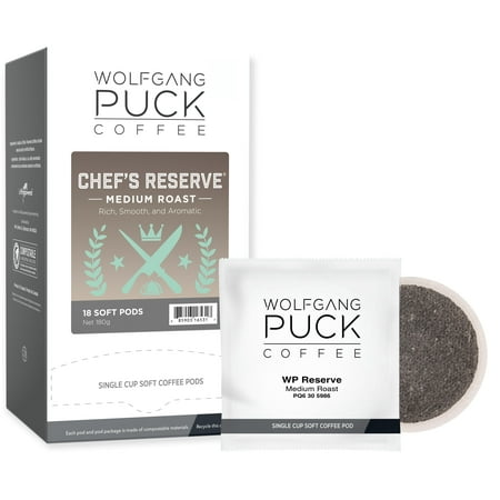 Wolfgang Puck Coffee Soft Pods, Chef's Reserve, Medium Roast, 18 count (pack of 1)