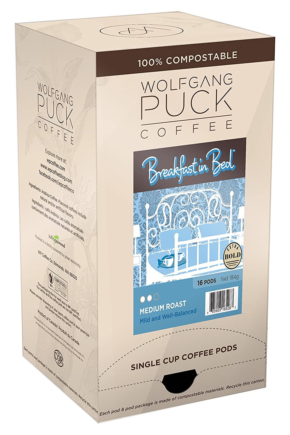 Wolfgang Puck Coffee Soft Pods, Breakfast in Bed, 16 count (Pack of 1)