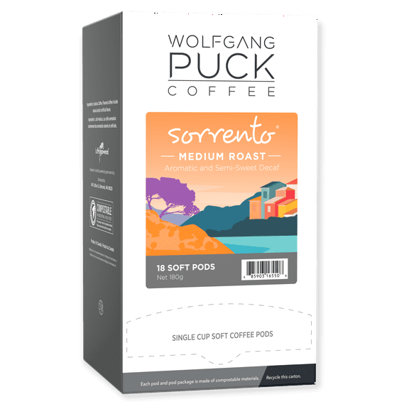 Wolfgang Puck Coffee Soft Pods, Sorrento Decaf, 18 count (Pack of 1)