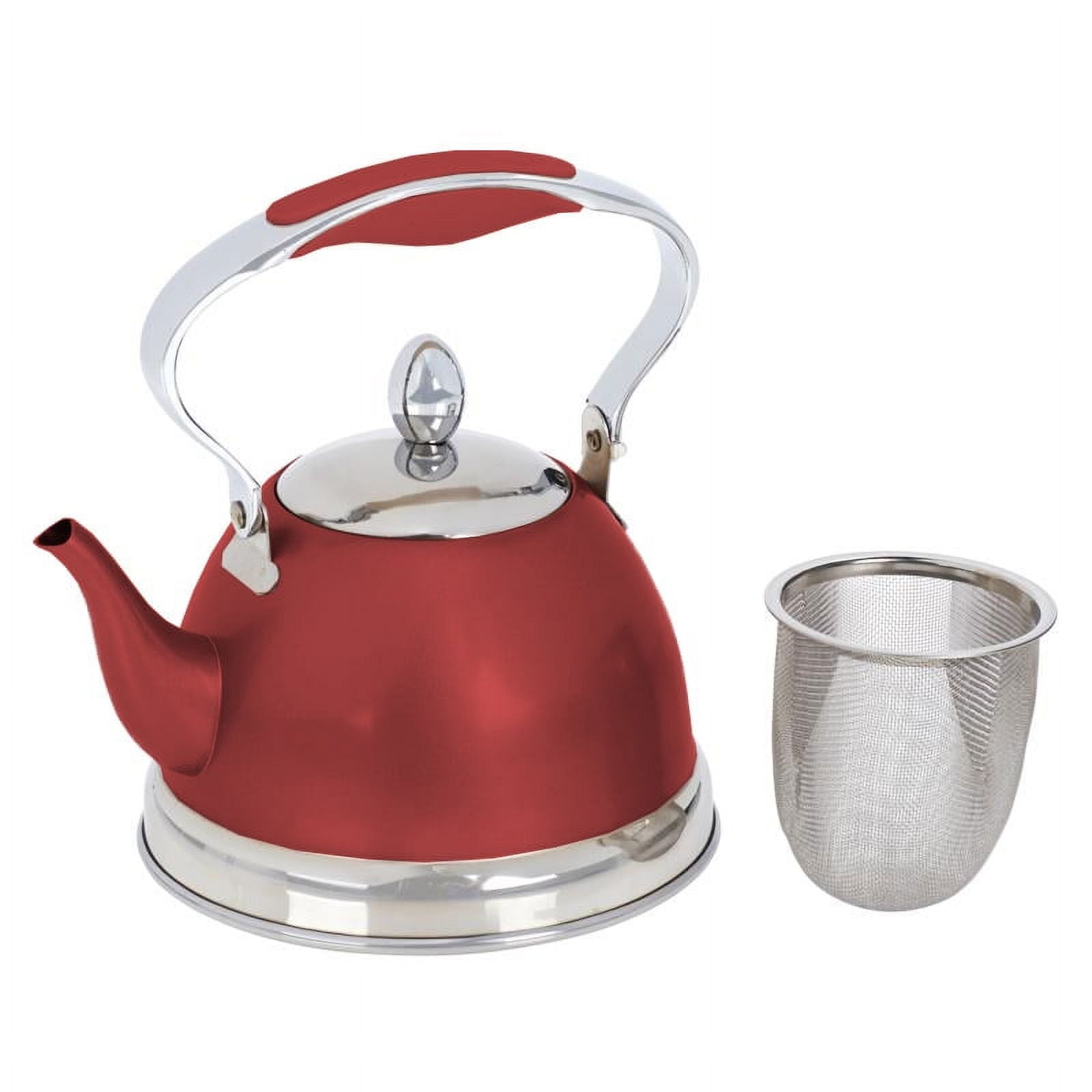 Pykal Whistling Tea Kettle with iCool Handle and 2 Free Infusers Stainless  Steel Teapot, Red