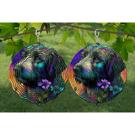 Wolfhound Dog 10 Inch Metal Wind Spinner, 3D Kinetic Outdoor Hanging Garden Decor for Yard Patio, Gift for Women and Men