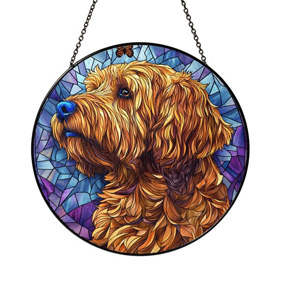 Wolfhound stained-glass effect panel, fun meme or memorial pet gift