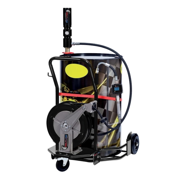 Wolflube Wheeled Oil Set  for 55 GAL Drums  3:1 - 30ft Hose Reel