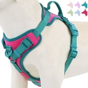 Wolfone No Pull Dog Harness Adjustable Soft Padded Vest w/ Handle Pink Peacock XS