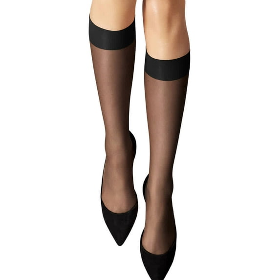 Wolford Ladies Nude 8 Sheer Knee-high Stockings In Black, Size Medium