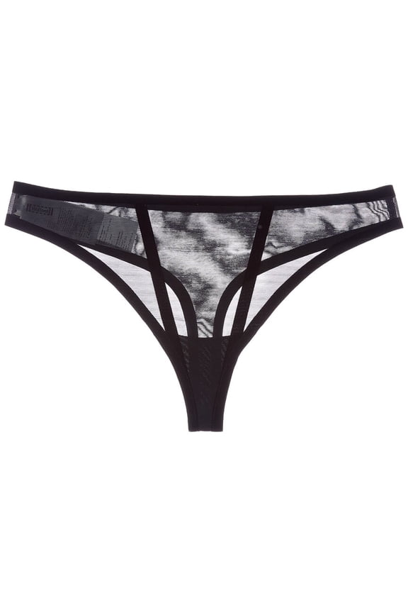 womens Bonded To Tulle Thong, l, Black