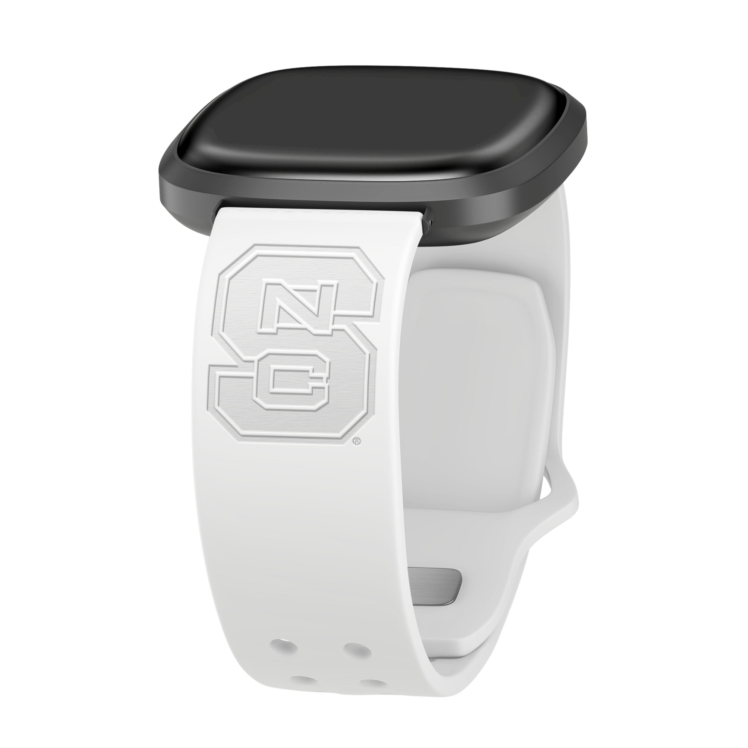 Wolfpack Engraved Silicone Unisex Watch Band for Fitbit Versa 3 and Sense (White) by Affinity Bands