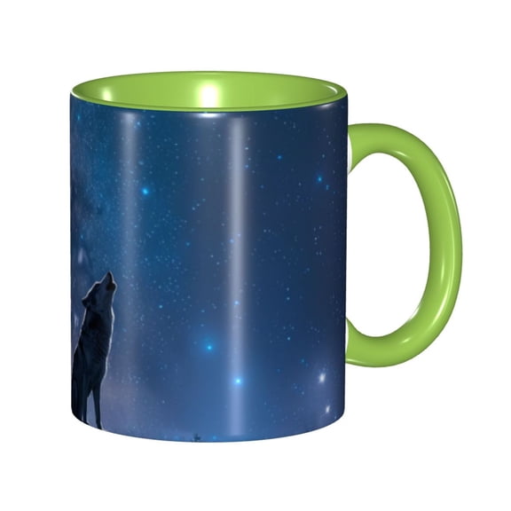 Wolfs Coffee Mug Fun Custom Ceramic Mugs 11oz Green
