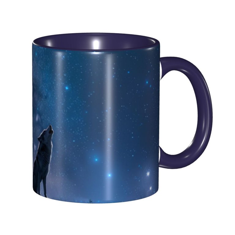 Wolfs Coffee Mug Fun Custom Ceramic Mugs 11oz Navy Blue - Walmart.com