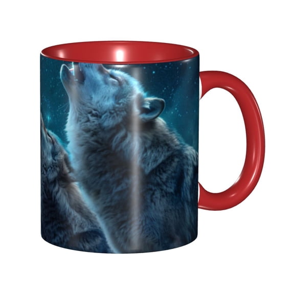 Wolfs Coffee Mug Fun Custom Ceramic Mugs 11oz Red