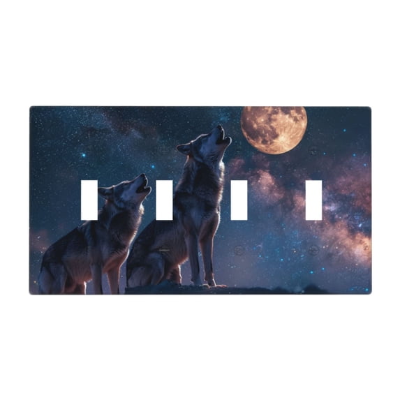 Wolfs Switch Cover Decorative Wall Plate / 4-Gang 4-Toggle / Standard Size 4.5x8 in