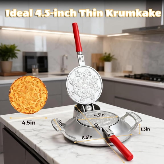 Wolfwo Traditional Rotating Krumkake Iron & Thin European-style Waffles, Stroopwafel Iron Perfect for Gifts, Pizzelle Iron Suitable for Gas Stoves, Electric Furnace, Wood Cones, Cast Aluminum