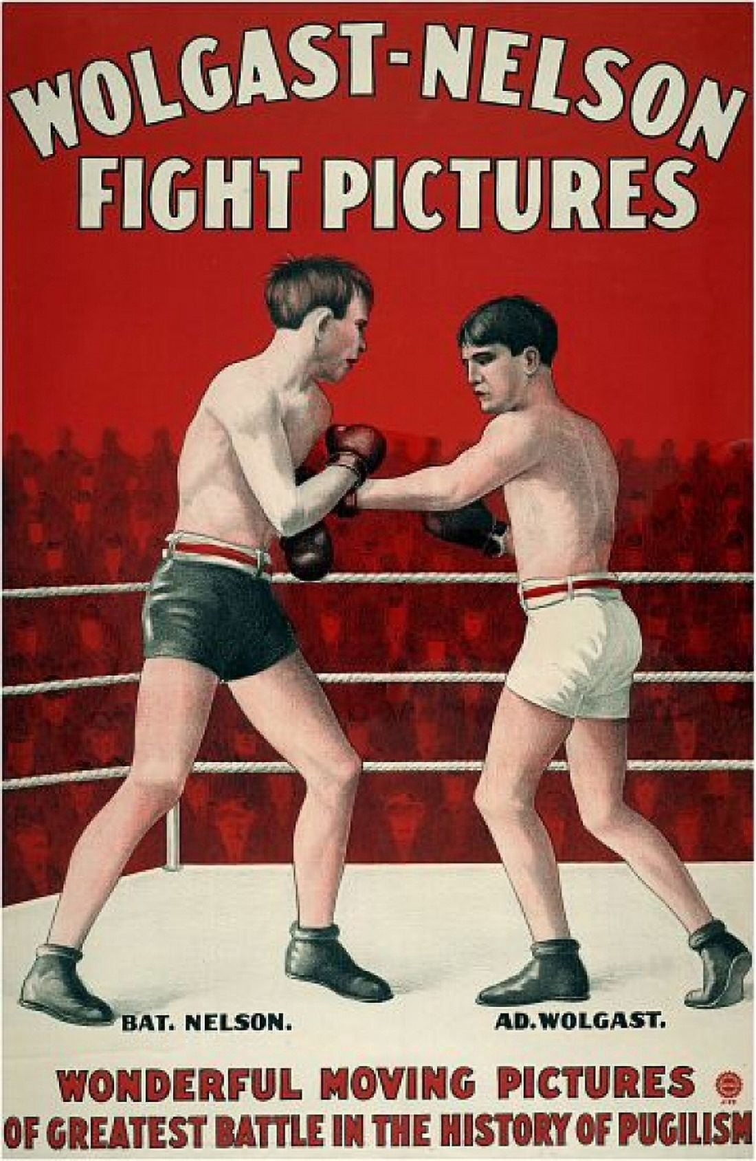 Wolgast Nelson Fight Pictures Vintage Movie Canvas Art - (18 x 24)