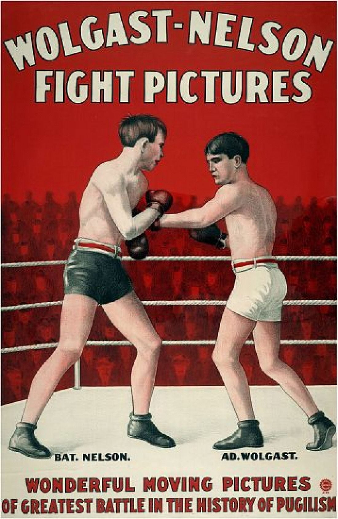 Wolgast Nelson Fight Pictures Vintage Movie Canvas Art - (24 x 36)