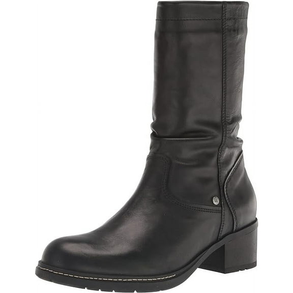 Wolky Women's Edmonton Water-Resistant Zip-Up Mid-Calf Boots, Black Softy Wax Leather, Size EU 41