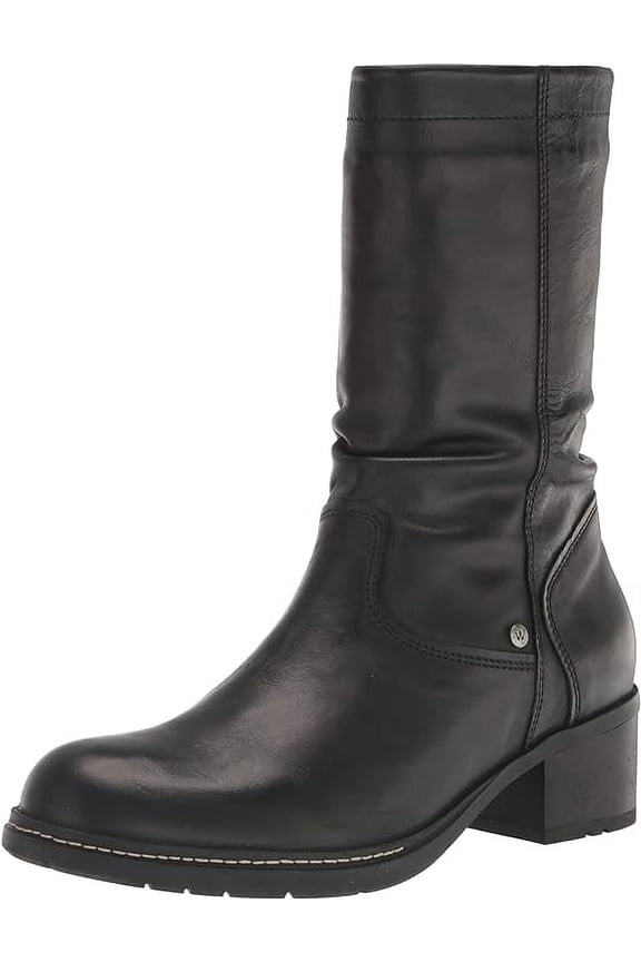 Women's Edmonton Water-Resistant Zip-Up Mid-Calf Boots, Black Softy Wax Leather, Size EU 41