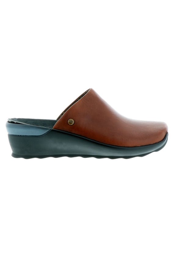 Women's Go Comfortable Backless Wedge Heeled Slip-On Clogs, Cognac, Size EU 41