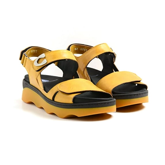 Wolky Women's Medusa Hook and Loop Ankle Strap Sandals, Amber, Size EU 39