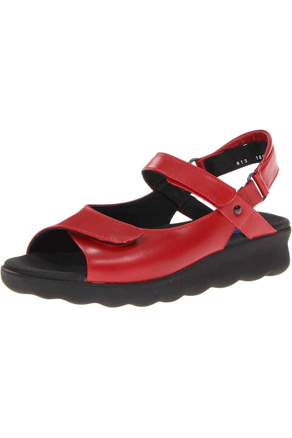 Women's Pichu Adjustable Hook and Loop Ankle Strap Sandals, Red, Size EU 42