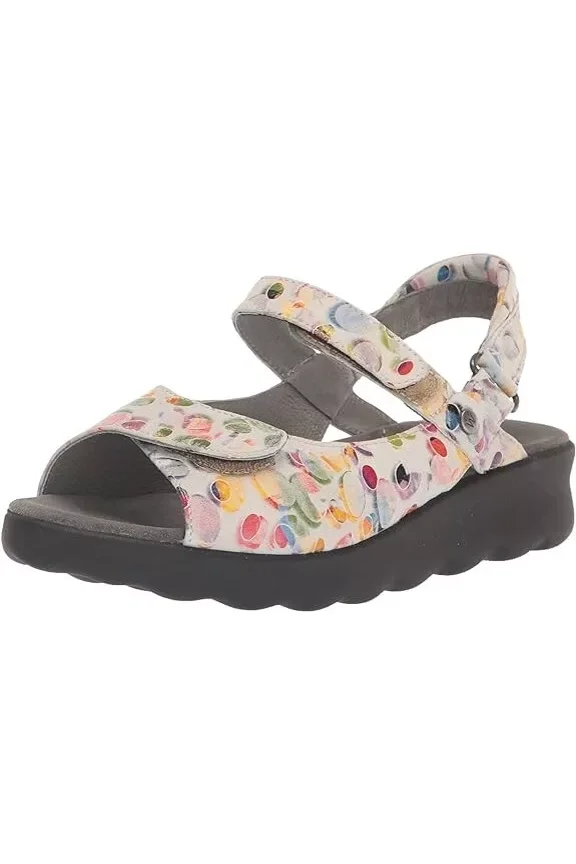 Women's Pichu Multi/White Circles Adjustable Open Toe Ankle Strap Sandals, Size EU 40